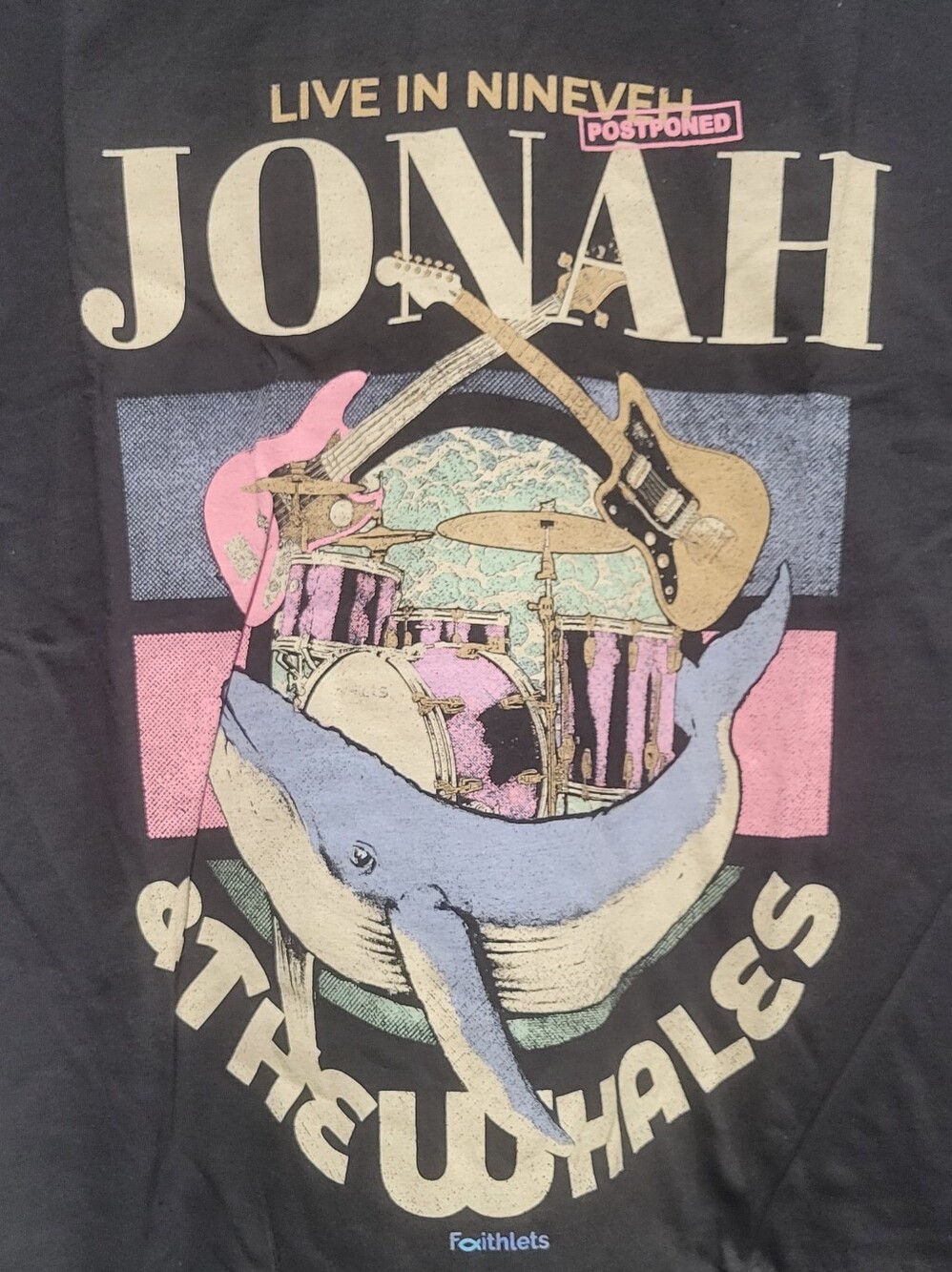 Faithlets Christian Tee (Vintage Style): Jonah & The Whales  (100% Cotton)